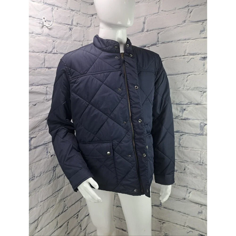 J. Crew Men's Quilted Jacket Coat Outerwear Navy Lined Filled Large